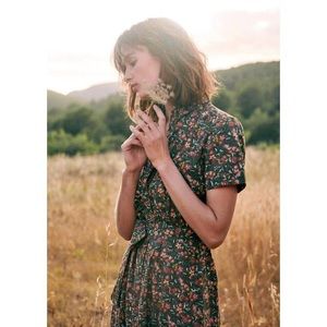 Sezane Dauphine Dress in Khaki Floral Size 34